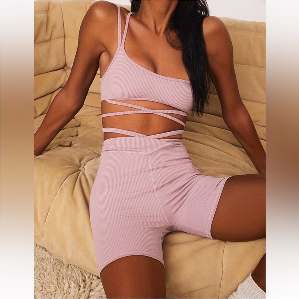 For Love And Lemons Pink Bike Shorts